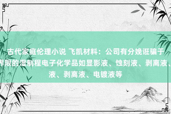 古代家庭伦理小说 飞凯材料：公司有分娩诳骗于先进封装界限的湿制程电子化学品如显影液、蚀刻液、剥离液、电镀液等