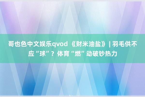 哥也色中文娱乐qvod 《财米油盐》 | 羽毛供不应“球”？体育“燃”动破钞热力