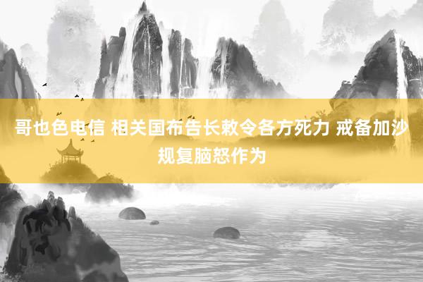 哥也色电信 相关国布告长敕令各方死力 戒备加沙规复脑怒作为